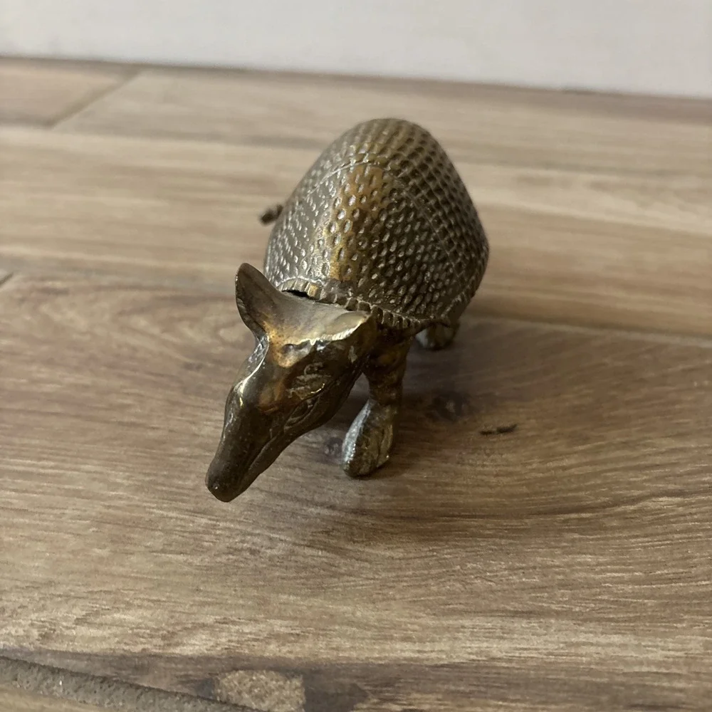 Rare Vintage Solid Brass Armadillo Figurine 7